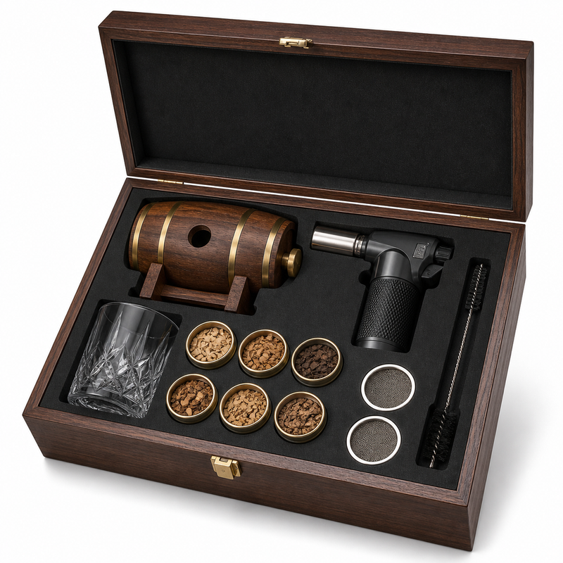 Oak Barrel Whiskey Smoker Gift Set