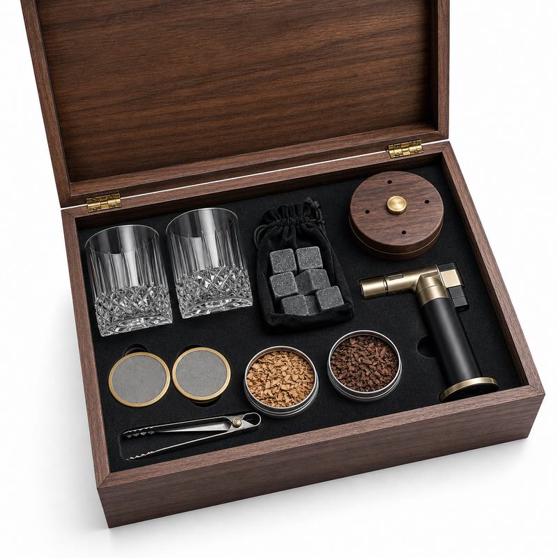 Whiskey Glass, Chilling Stones & Smoker Gift Box