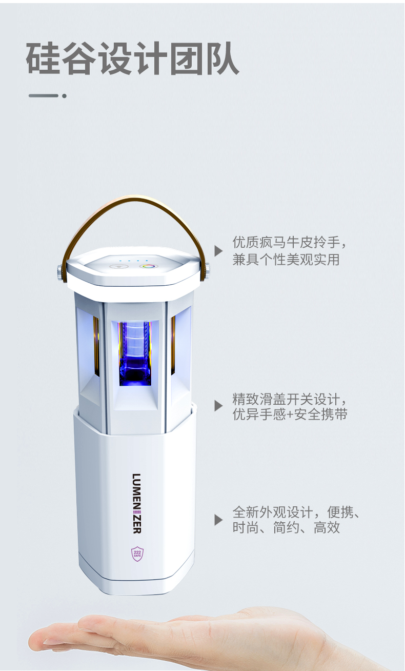 222nm Far UVC Excimer Disinfection Lamp Safe for Human Exposure, Whole Space Air Surface Sterilizing Light Home Hospital Office Use